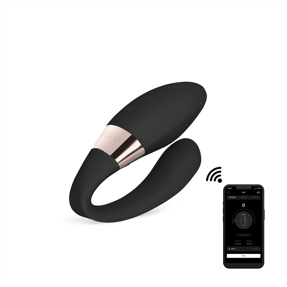 Schwarzes Wellness-Produkt neben Smartphone. Produkt mit WLAN-Symbol und Smartphone-App-Anzeige.