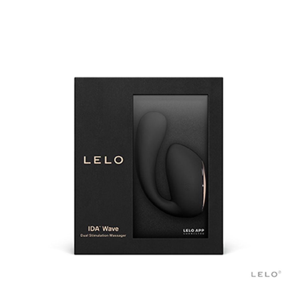 Confezione prodotto nera con finestra. Prodotto visibile nella confezione. Marchio LELO.
