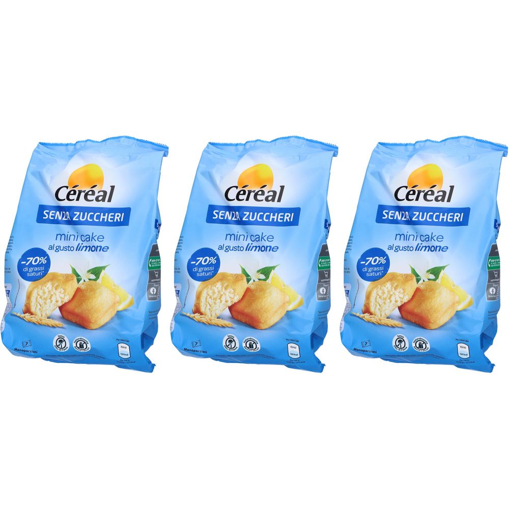 Céréal Senza Zuccheri Mini Cake Al Gusto Limone Set da 3