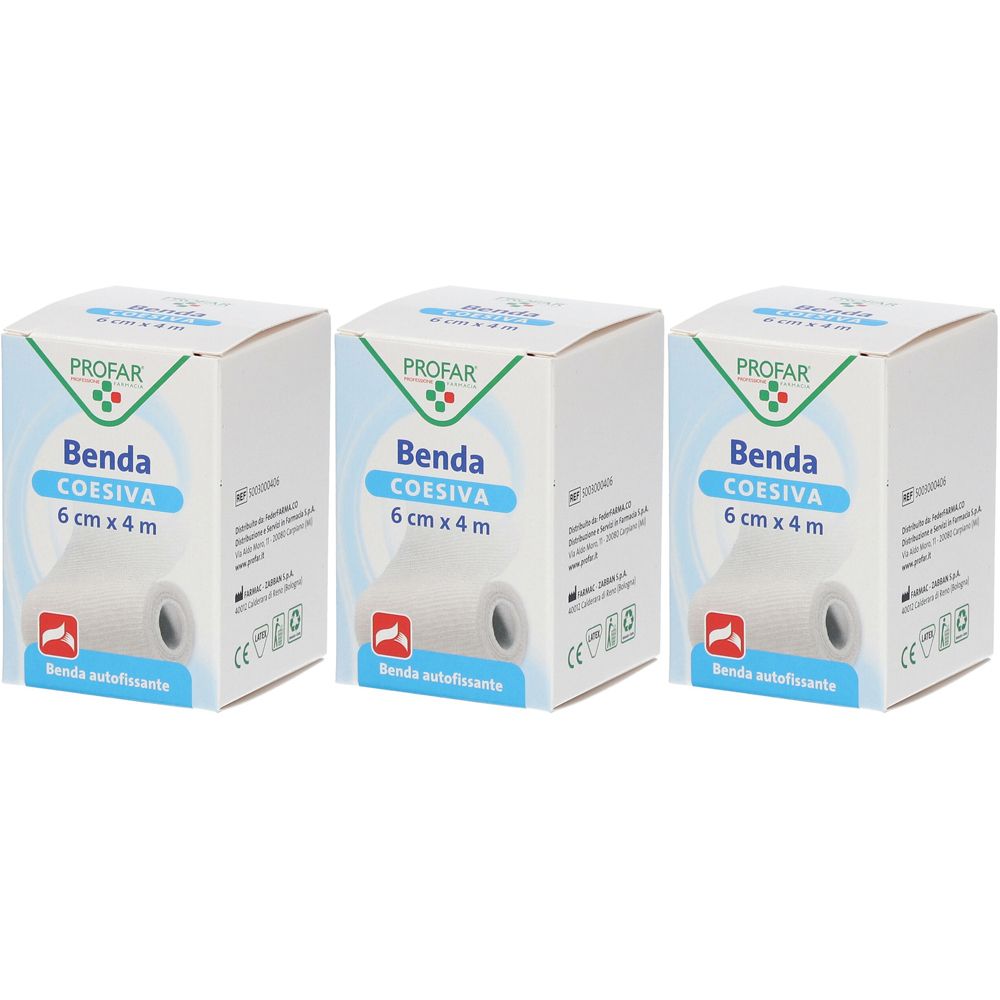PROFAR® Benda Coesiva 6 cm x 4 m Set da 3