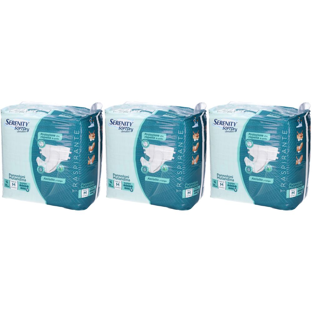Serenity Softdry Sensitive Pannoloni Mutandina Super Taglia M Set da 3