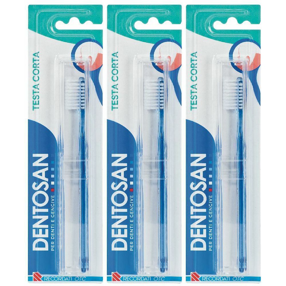 Dentosan® Per Denti e Gengive Spazzolino da Denti, Testa Corta Set da 3