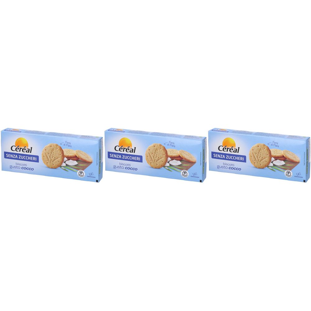 Céréal Senza Zuccheri Biscotti Gusto Cocco Set da 3