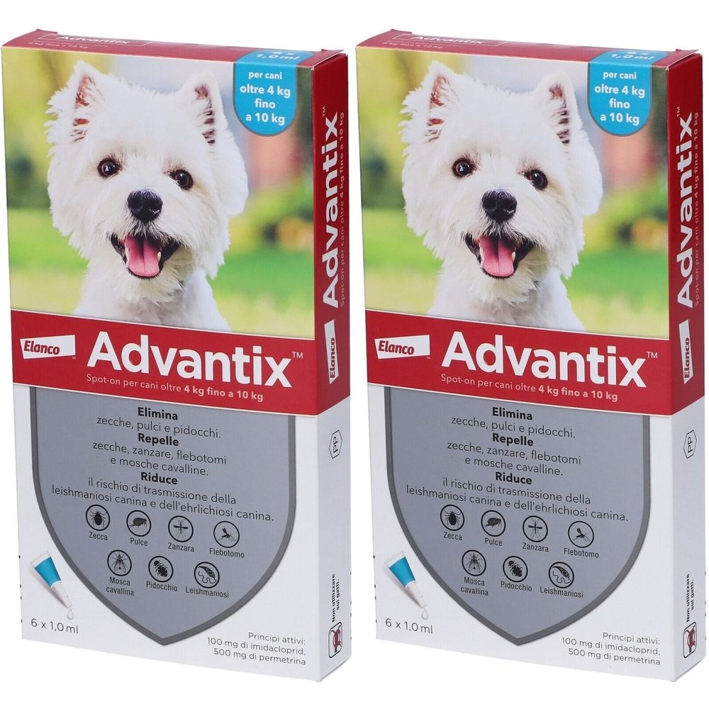 Advantix Spot-On Per Cani Oltre 4 Kg Fino A 10 Kg Set da 2