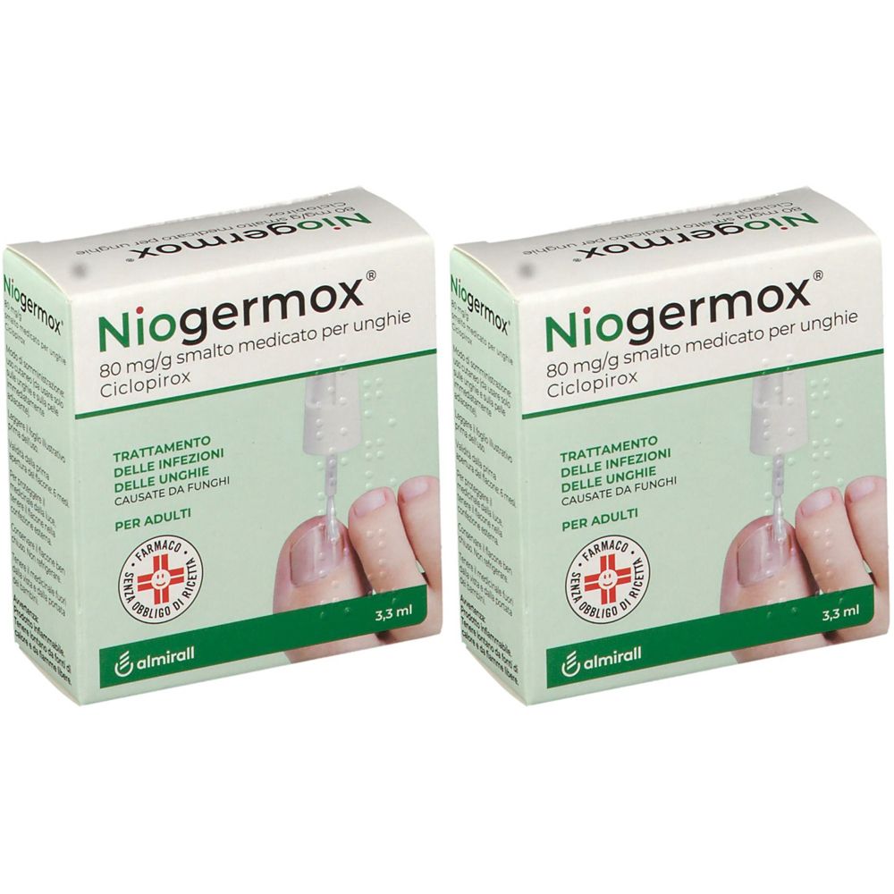 Niogermox® 80 mg/g smalto medicato per unghie 3,3 ml Set da 2