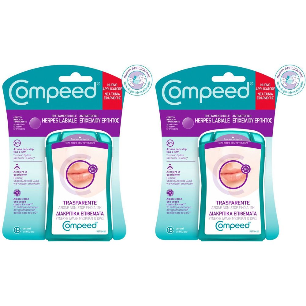 COMPEED® Trattamento dei Sintomi dell’Herpes Cerottini Trasparenti Set da 2