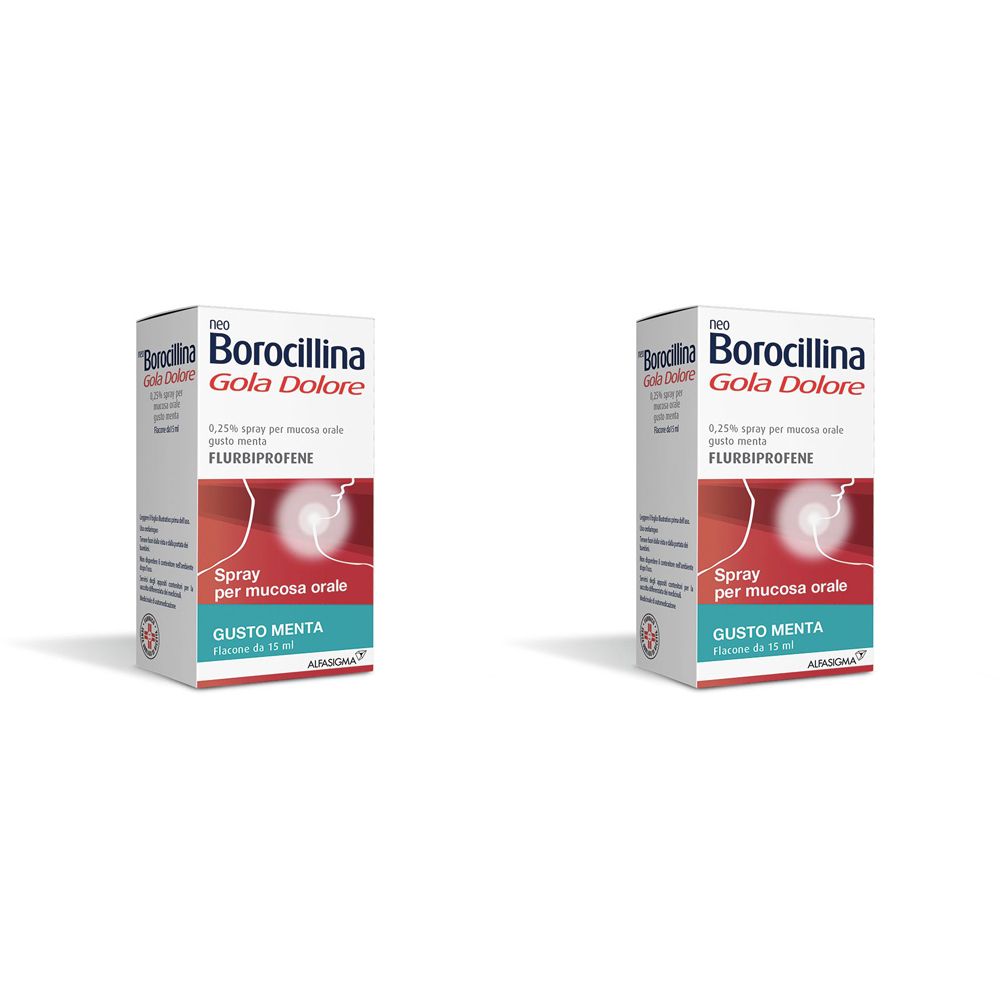 NeoBorocillina Gola Dolore Flurbiprofene Spray Gusto menta Set da 2