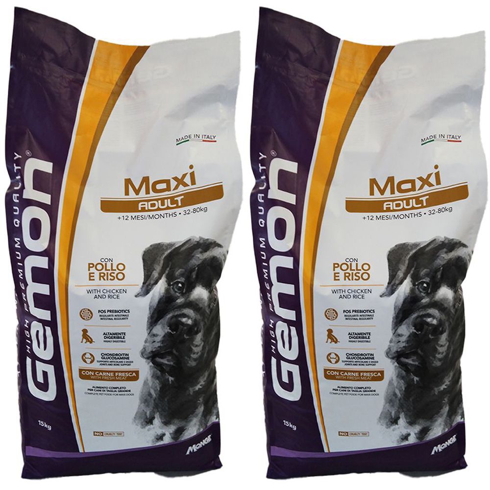 Monge Gemon Pollo Riso Cani Adulti Taglia Grande Set da 2