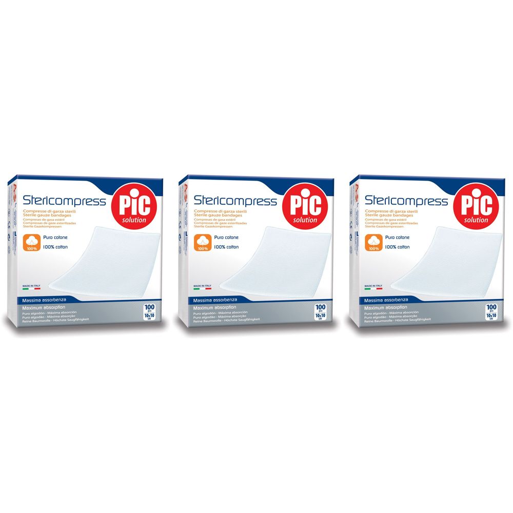 Pic Solution Stericompress 10 cm x 10 cm Set da 3