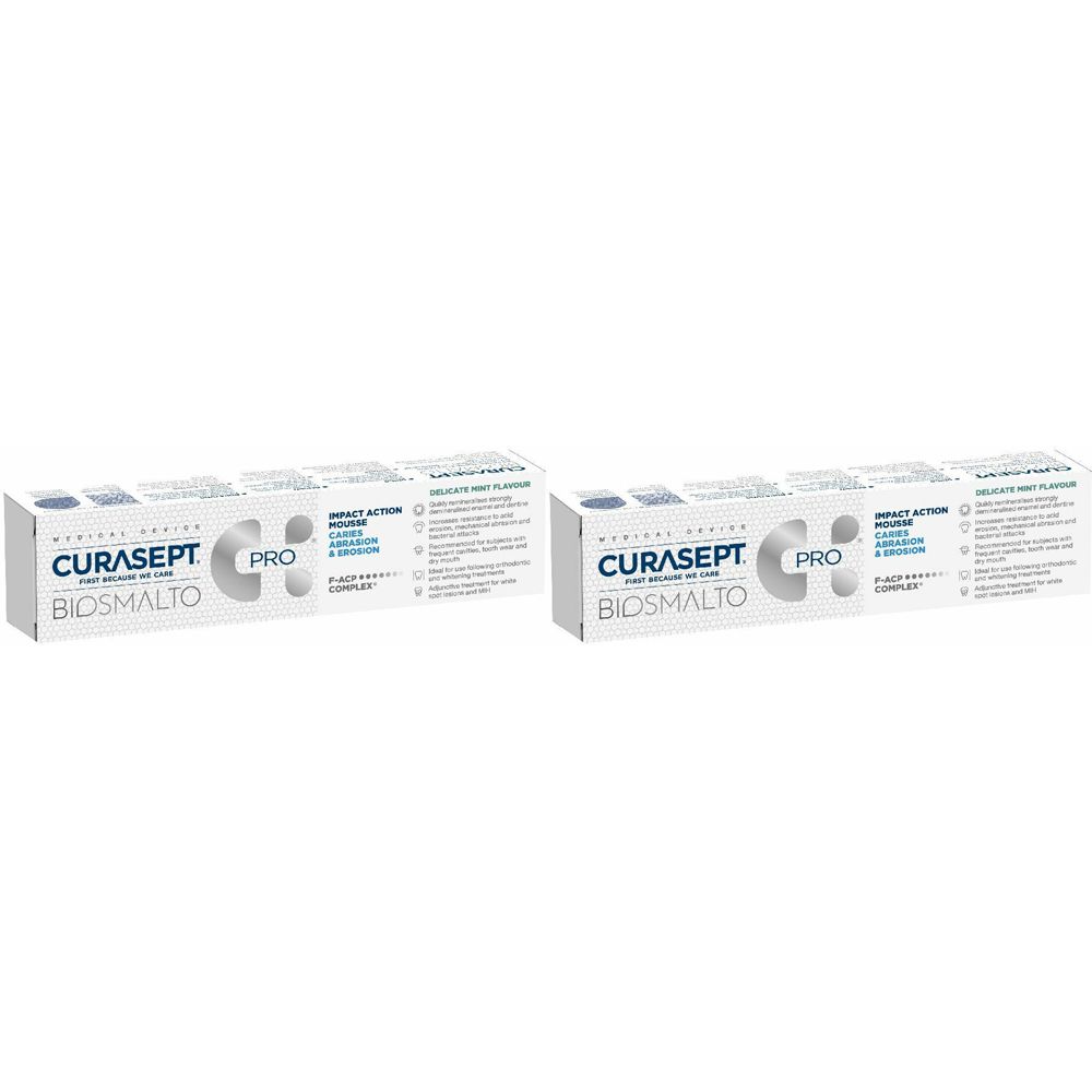 Curasept Biosmalto Mousse Carie Gusto Menta Set da 2