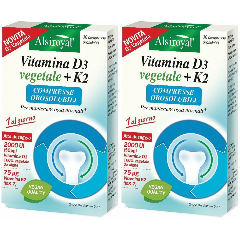 Alsiroyal Vitamina D3+K2 Compresse Orosolubili Set da 2