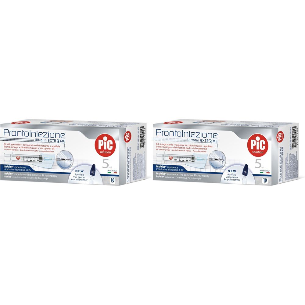 Pic Solution Kit ProntoIniezione Siringa 5 ml Ago 23G 0,6 mm x 30 mm Set da 2