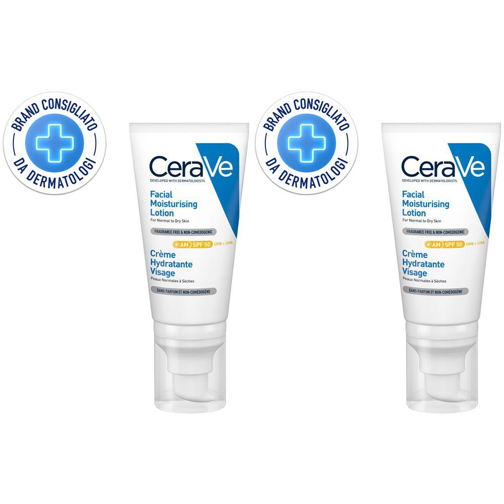 CeraVe Crema Viso Creme con SPF50 che protegge e idrata fino a 24 ore 50 ml Set da 2