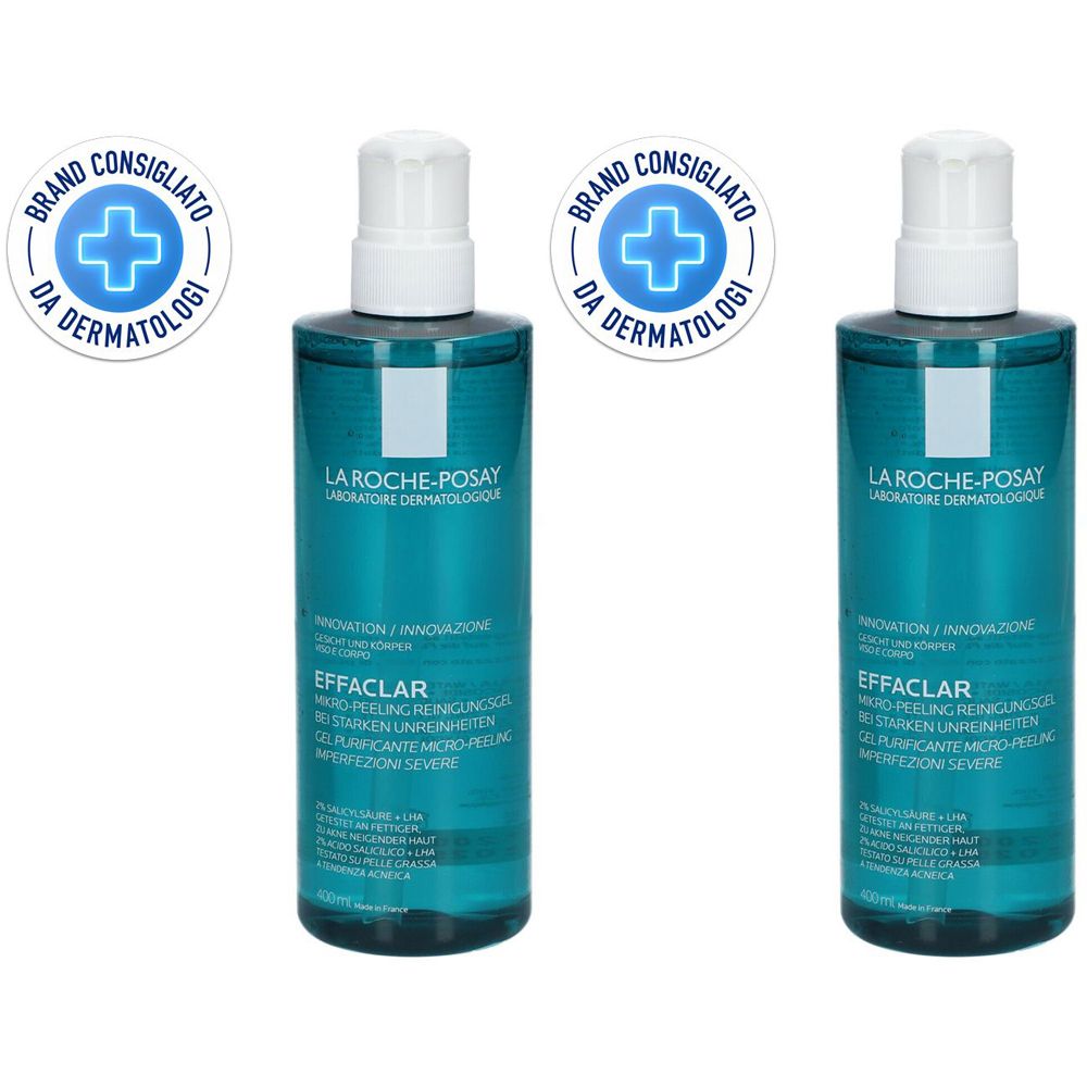 La Roche-Posay Effaclar Gel purificante micro-peeling 400 ml Set da 2