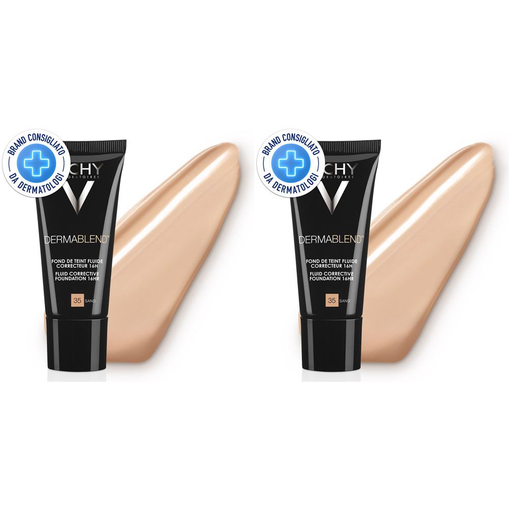 Vichy Dermablend Fondotinta Correttore Fluido 16h tonalità 35 30 ml Set da 2