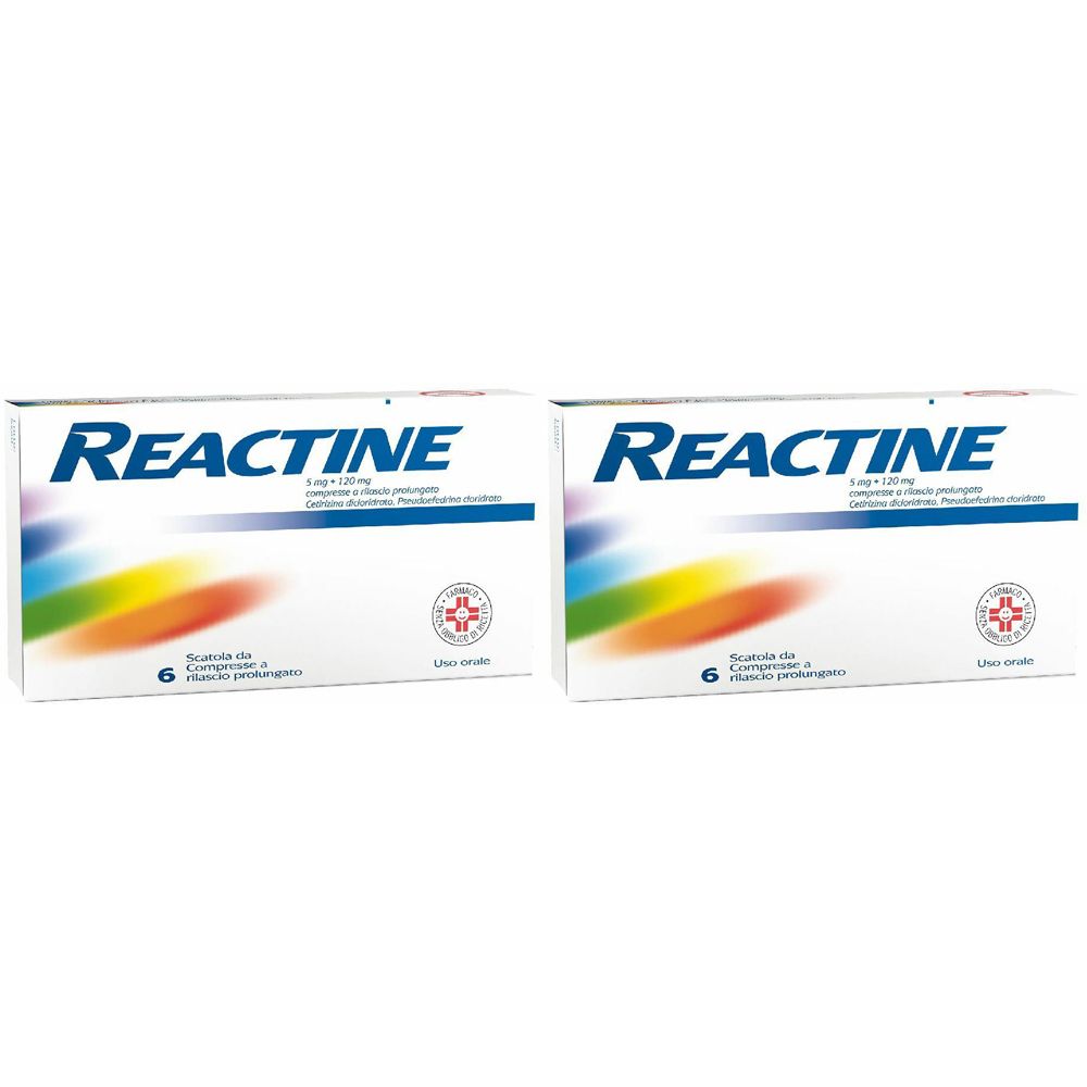 Reactine Allergia 6 Compresse Antistaminico Rinite Allergica e Rinorrea Set da 2