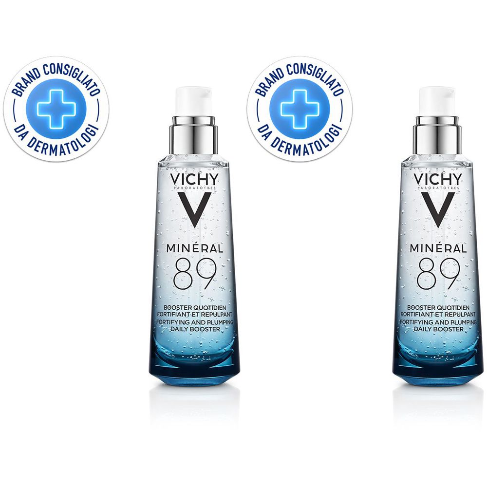 Vichy Minéral 89 Booster quotidiano fortificante e rimpolpante con acido ialuronico 75 ml Set da 2