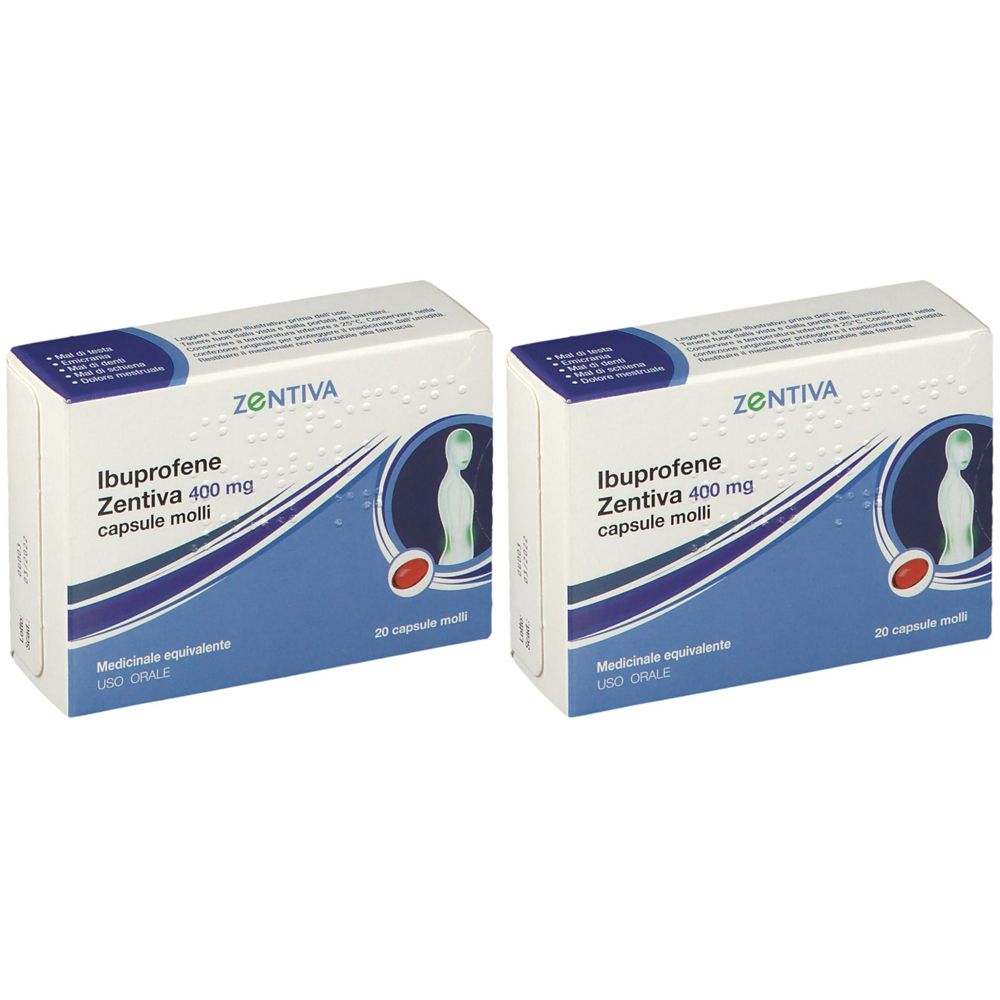 Ibuprofene Zentiva 400 mg 20 Capsule molli Set da 2