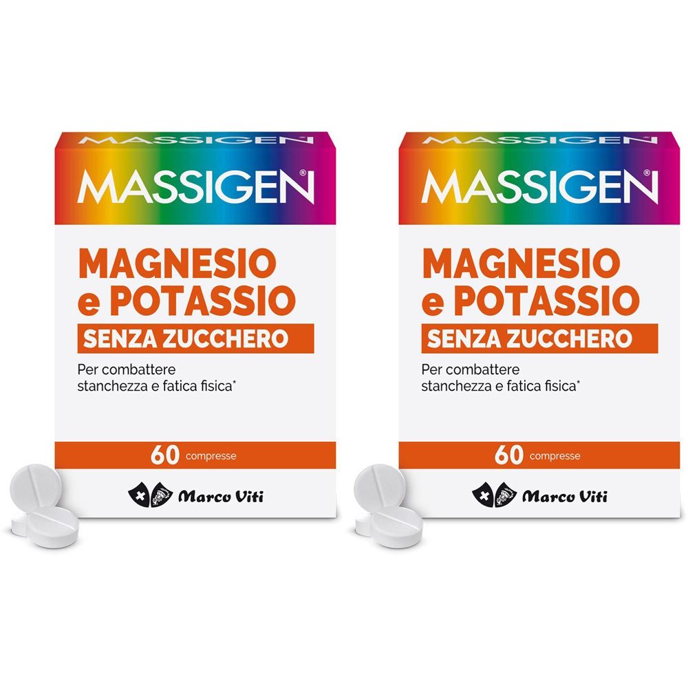 Massigen Magnesio e Potassio Senza Zucchero Compresse Set da 2