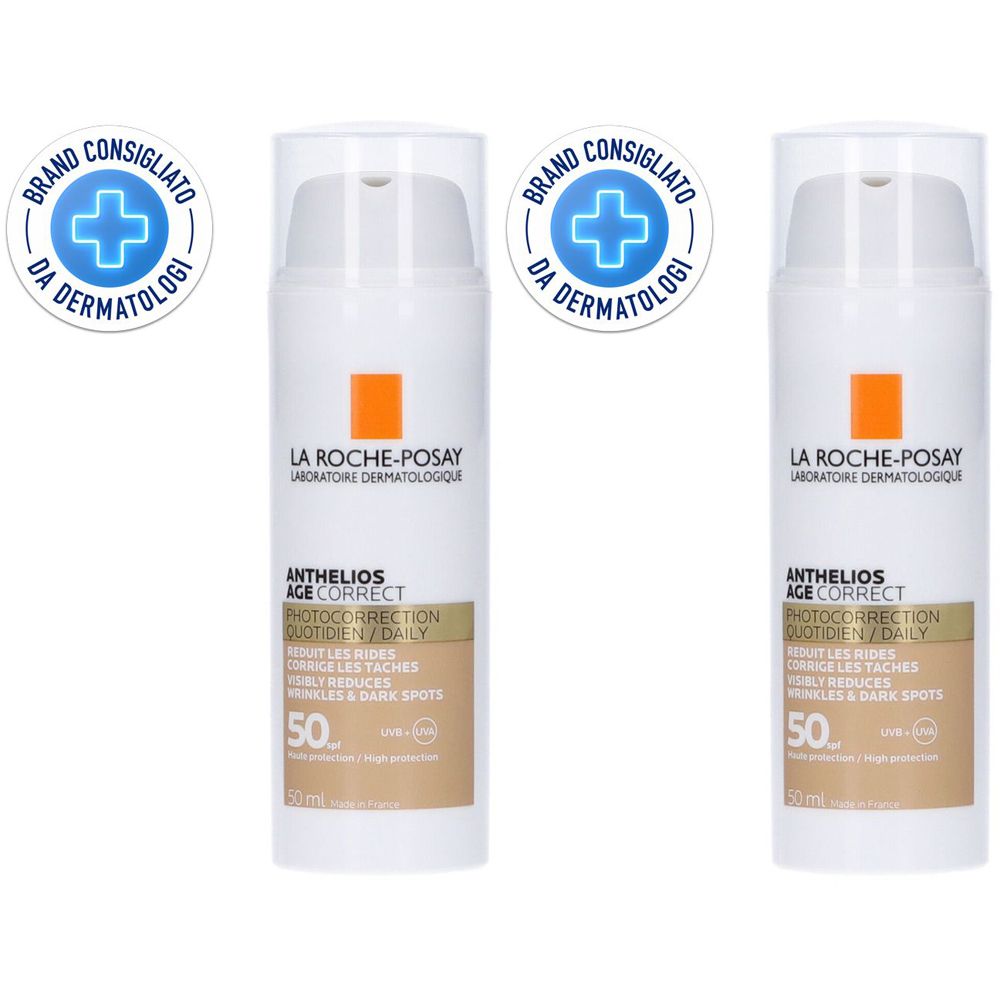 La Roche-Posay Anthelios Age Correct Tinted Crema solare colorata Trattamento foto-correttivo SPF 50 50 ml Set da 2
