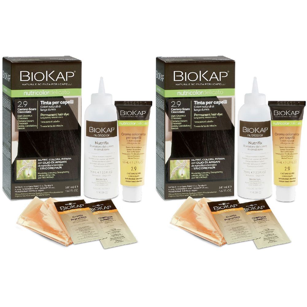 BIOSLINE BioKap® Nutricolor Tinta Delicato 2.9 Castano Scuro Cioccolato Set da 2