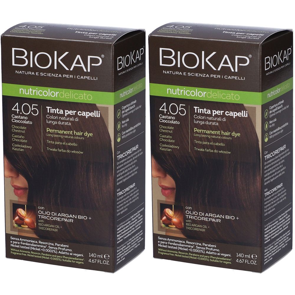 BIOS LINE BioKap® Nutricolor Tinta Delicato 4.05 Castano Cioccolato Set da 2