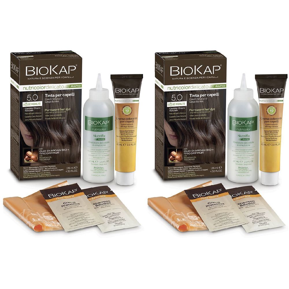 BIOS LINE BioKap® Nutricolor Tinta Delicato Rapid 5.0 Castano Chiaro Naturale Set da 2