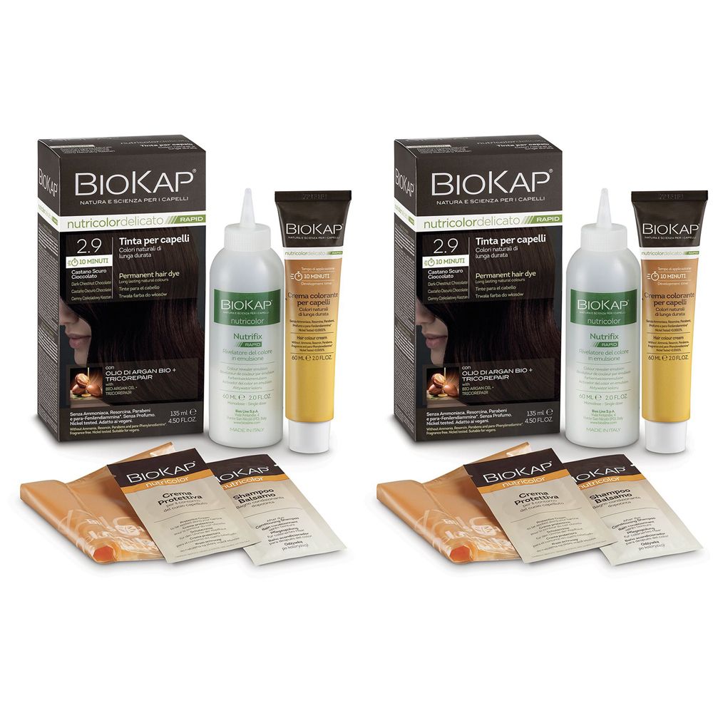 BIOSLINE BioKap® Nutricolor Delicato Rapid 2,9 Castano Scuro Cioccolato Set da 2