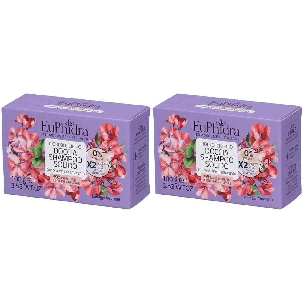 Euphidra Doccia Shampoo Solido Fiori di Ciliegio Set da 2