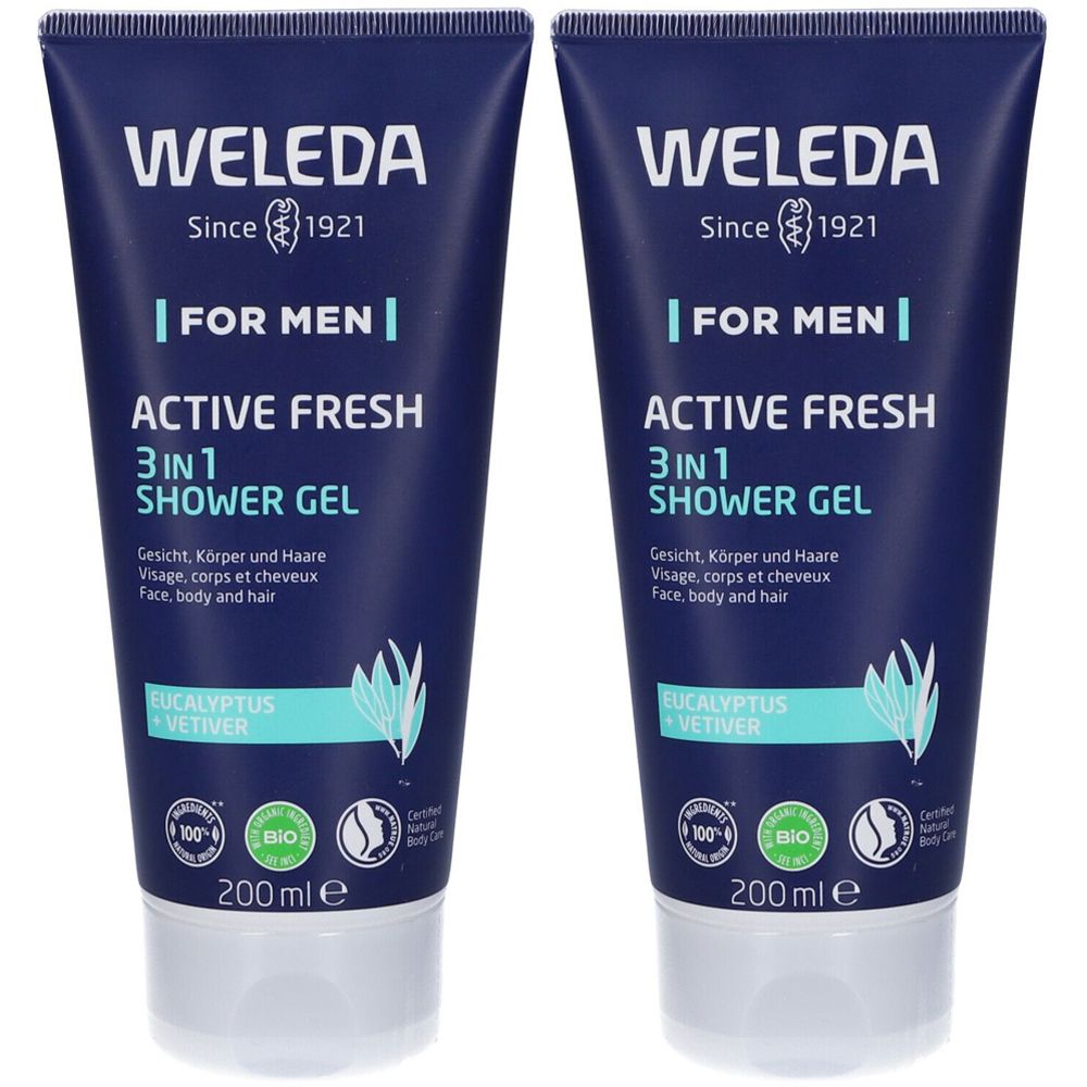 Weleda For Men Gel Doccia 3-in-1 Active Fresh Set da 2