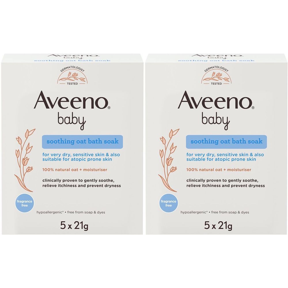 Aveeno Baby Bustine con Polvere da Bagno all'Avena per Pelli Secche e Sensibili Set da 2