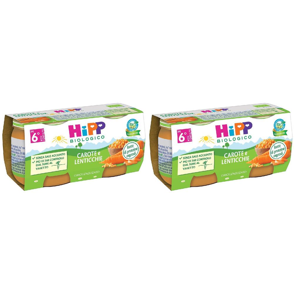 Hipp Bio Omogeneizzato Carote/Lenticchie Set da 2