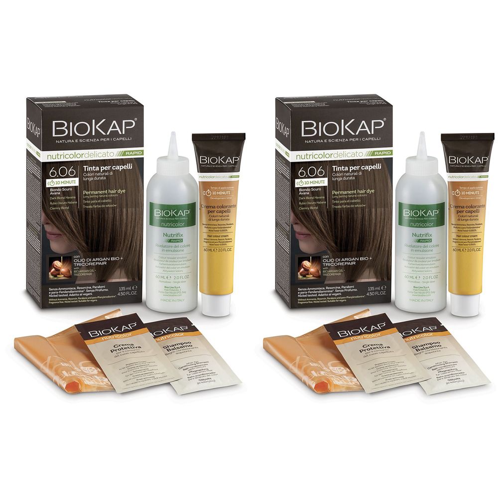 BIOSLINE BioKap® Nutricolor Delicato Rapid 6,06 Biondo Scuro Avana Set da 2