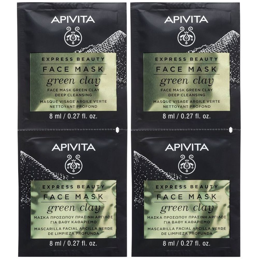 APIVITA EXPRESS BEAUTY Maschera Viso con Argilla Verde Set da 2