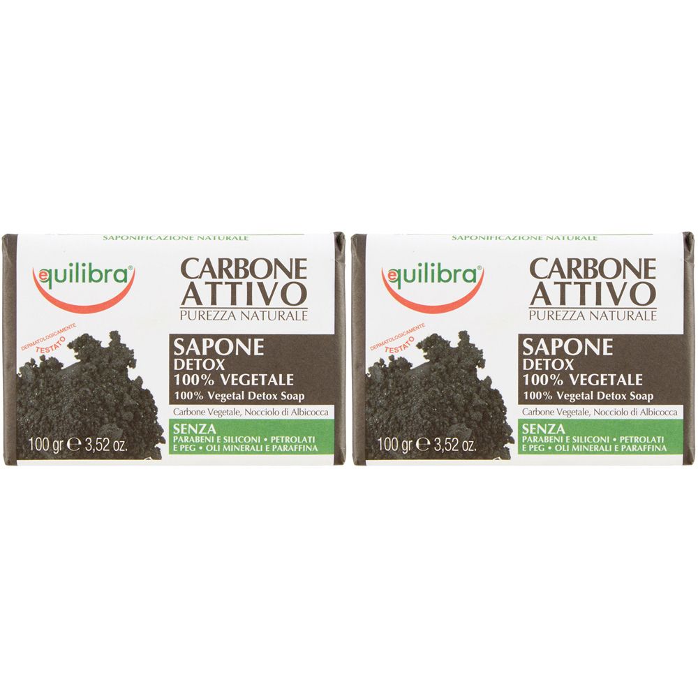 Equilibra® CARBONE ATTIVO Sapone Detox Set da 2