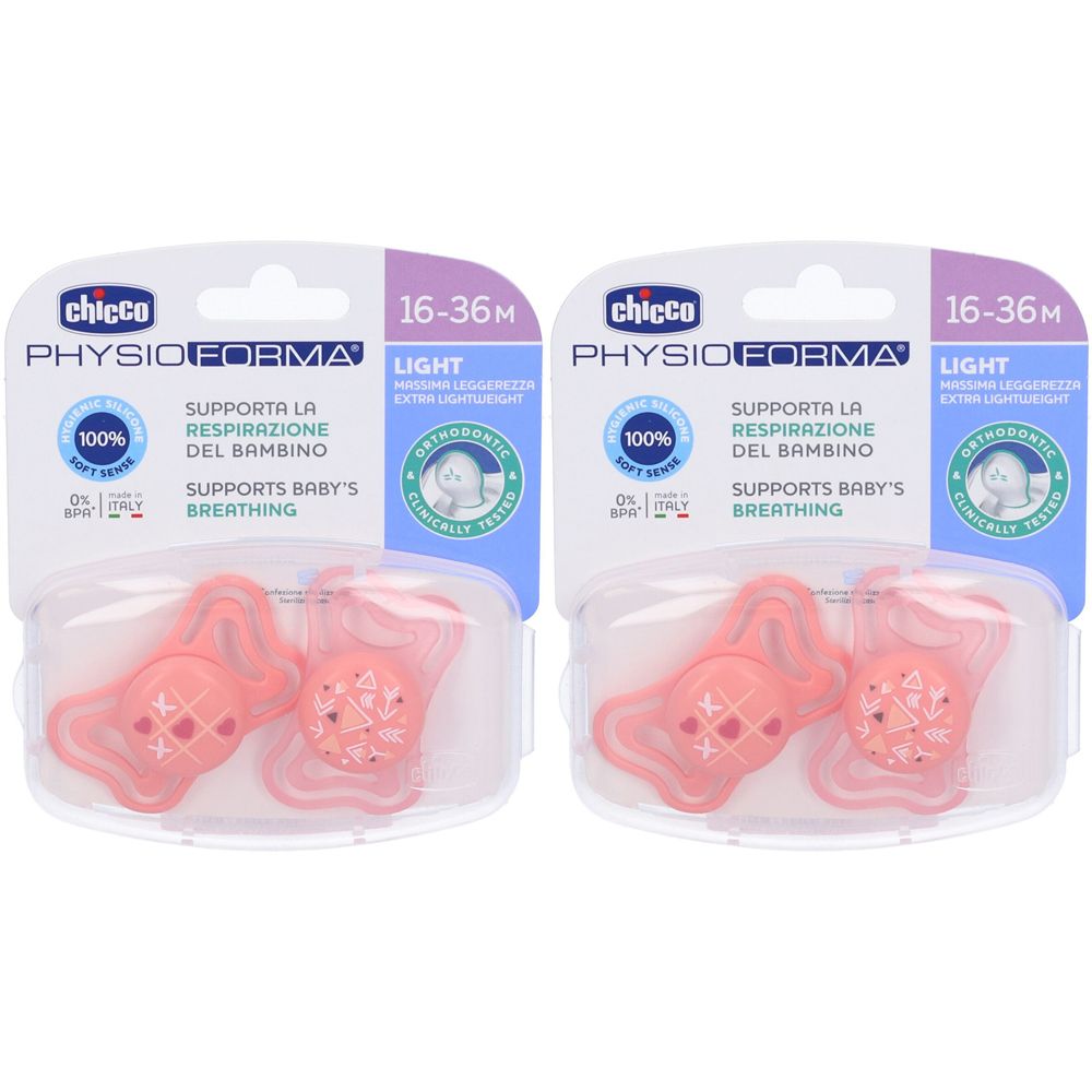 Chicco Physioforma Light Succhietto Rosa 16-36 Mesi Set da 2