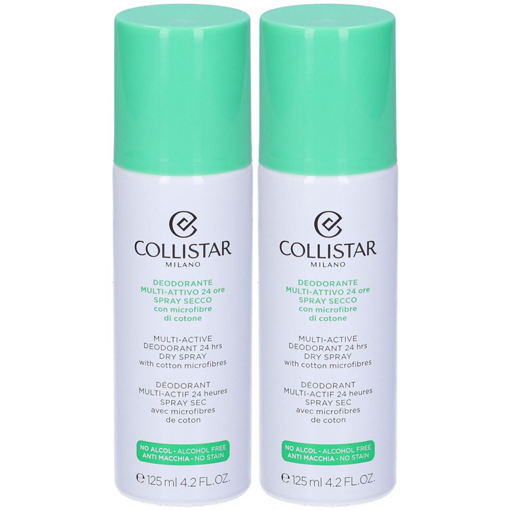 COLLISTAR Deodorante Multi-Attivo 24 Ore Spray Secco con Microfibre di Cotone Set da 2
