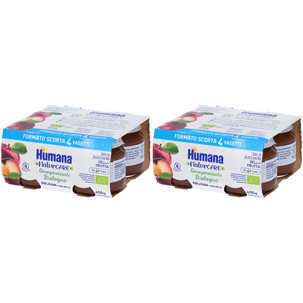 Humana Prugna (Con Mela) Omogeneizzato Biologico Set da 2