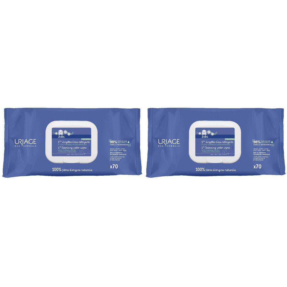 URIAGE Bébé Salviette Detergenti all'Acqua Set da 2