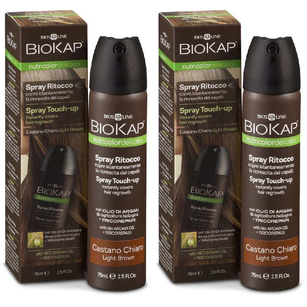 Bios Line Biokap Nutricdel Spray Ritocco Castano Chiaro 75 Ml Set da 2