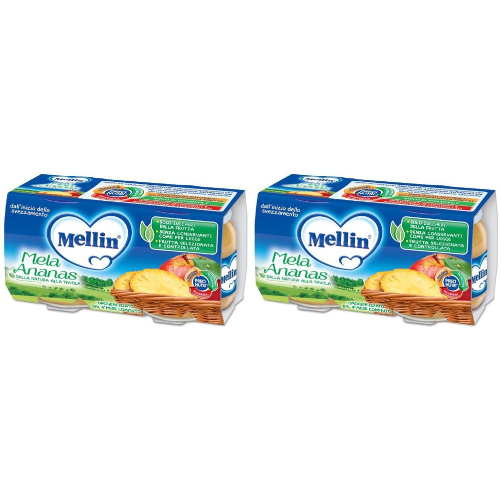 Mellin Omogeneizzato Mela Ananas 100 G 2 Pezzi Set da 2