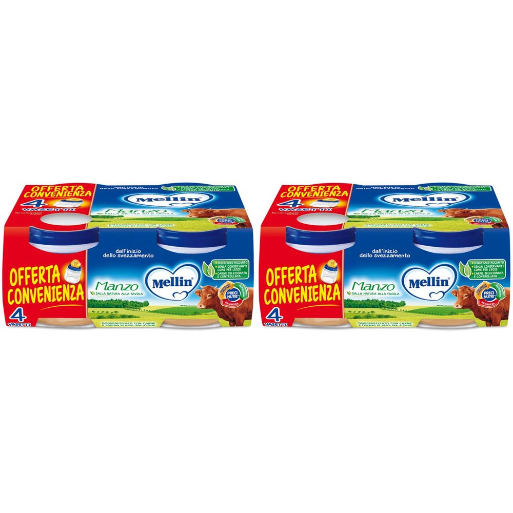Mellin® Omogenizzato Manzo 4x80 g Set da 2
