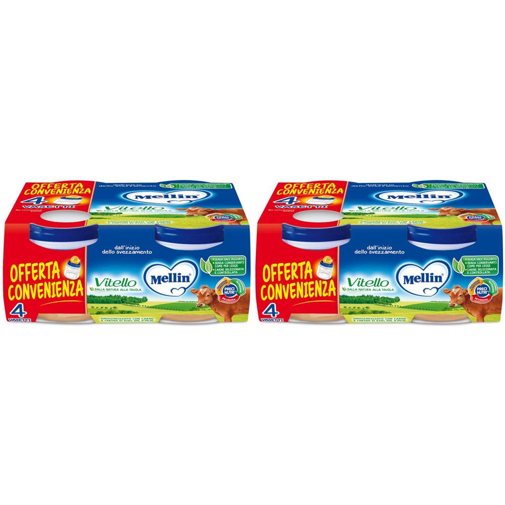 Mellin® Omogeneizzato Vitello 4 x 80 g Set da 2