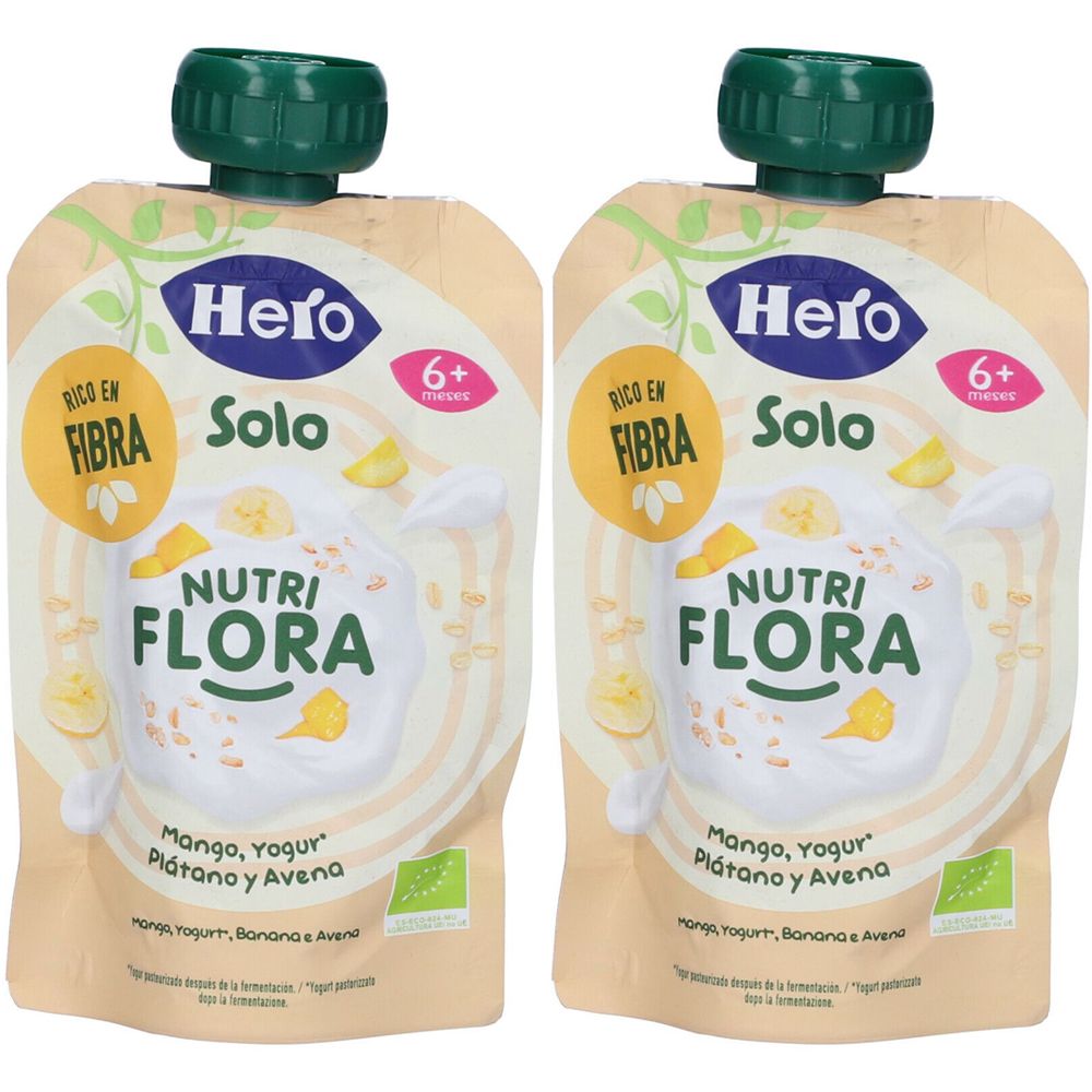 Hero Baby Solo Pouch Nutriflora Yogurt Mango Avena Banana Set da 2