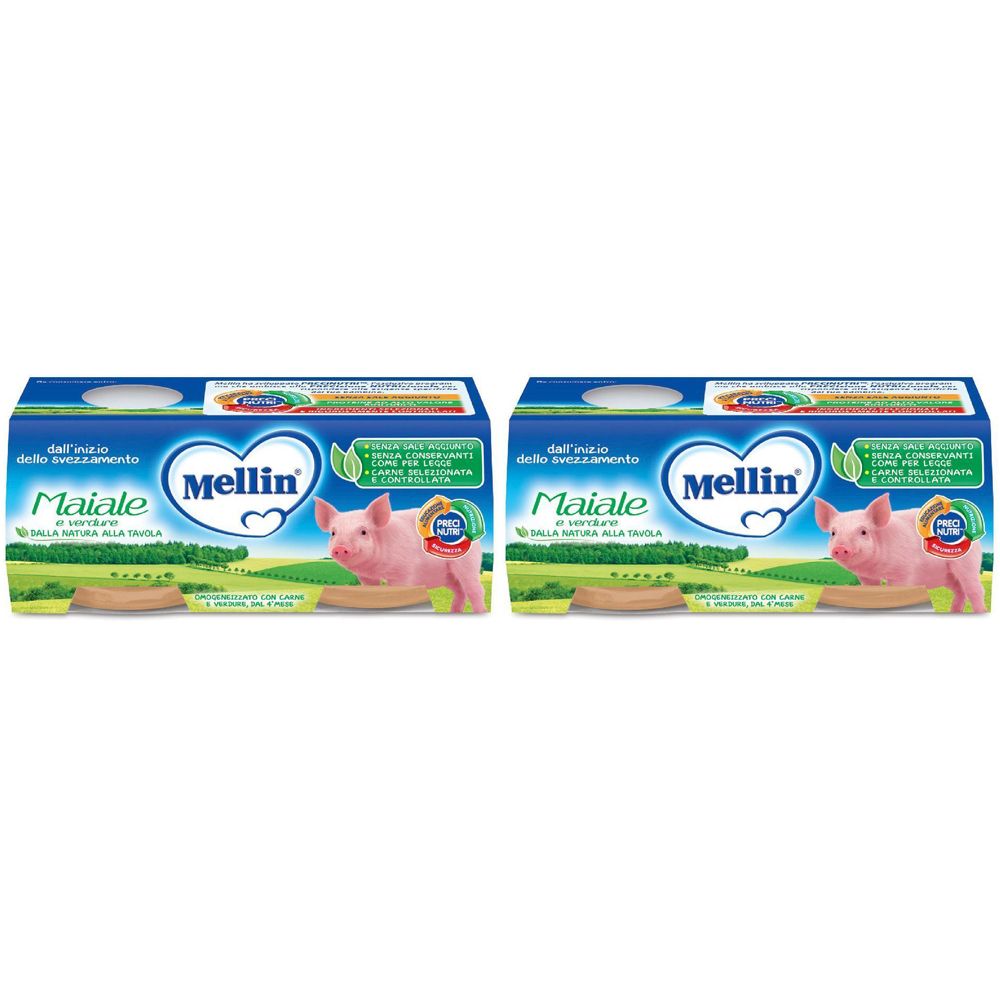 Mellin Omogeneizzato Maiale Con Verdure 2 Pezzi X 80 G Set da 2