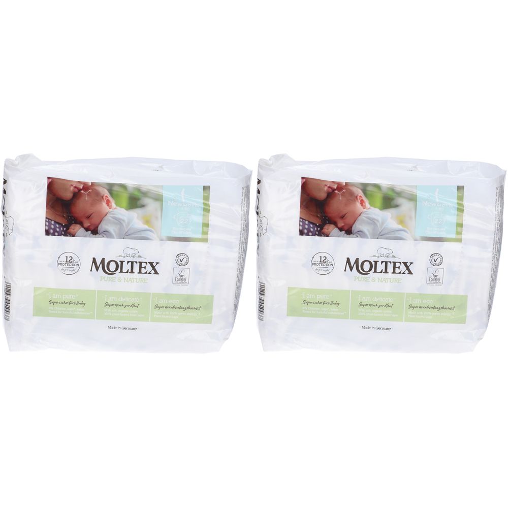 Pannolini Moltex Pure & Nature New Born 2-5 Kg Taglia 1 22 Pezzi Set da 2