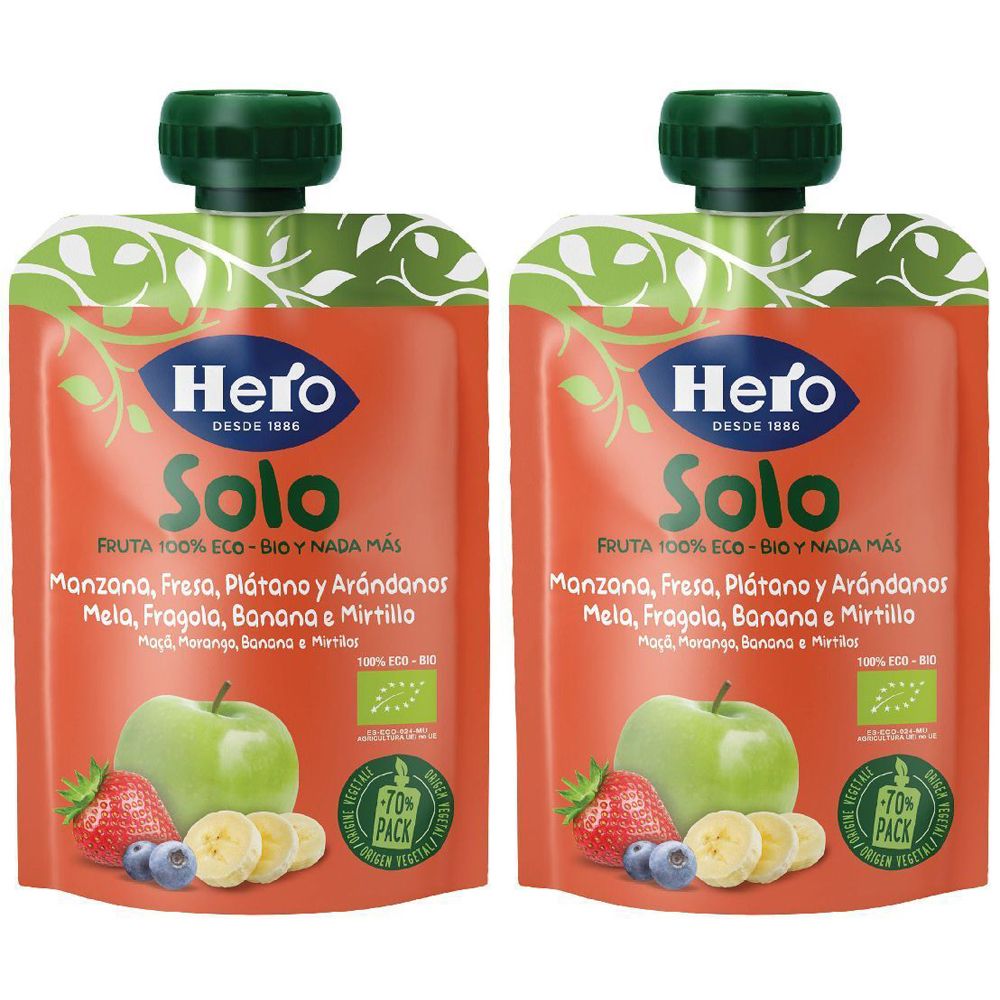 Hero Solo Mela Fragola Banana e Mirtillo Set da 2