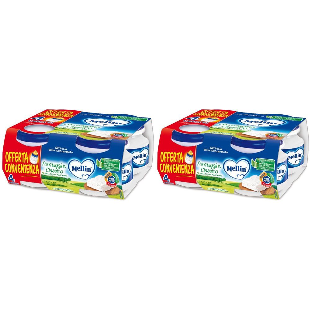 Mellin Baby Formaggino Classico 4 X 80 G Set da 2