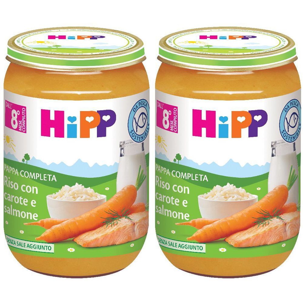 HIPP Pappa Completa Riso con Carote e Salmone Set da 2