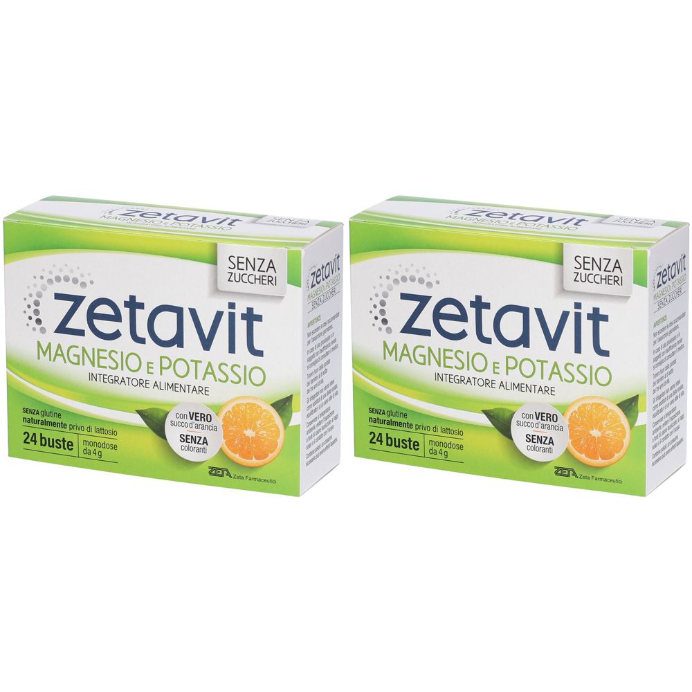 Zetavit Magnesio e Potassio Senza Zuccheri Integratore Alimentare Set da 2